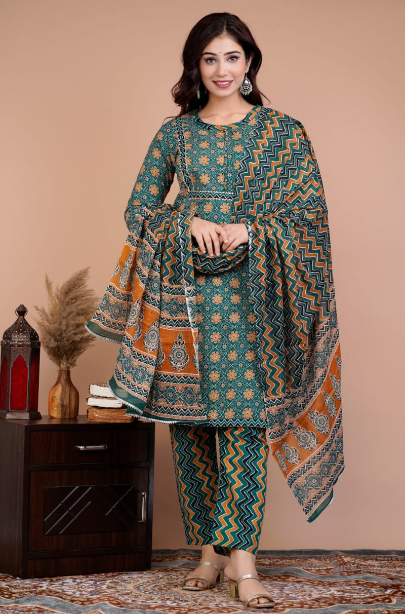 Designer Cotton Suit With Dupatta