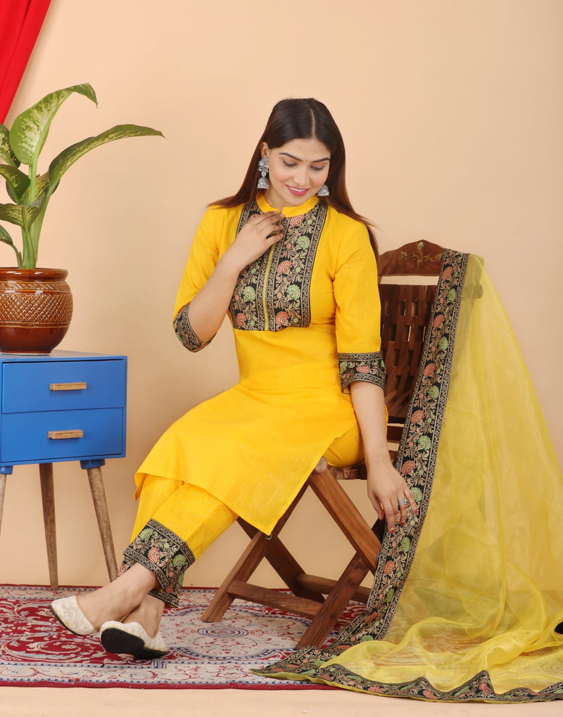 Designer Cotton Suit With Dupatta