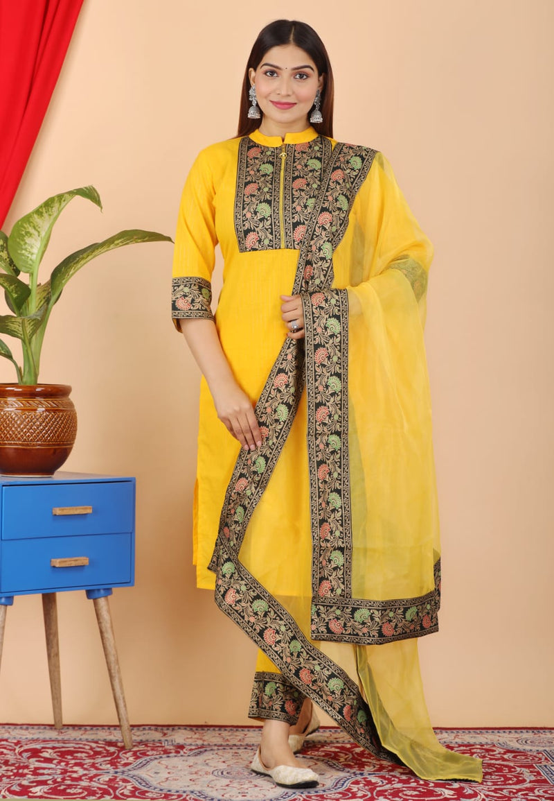 Designer Cotton Suit With Dupatta