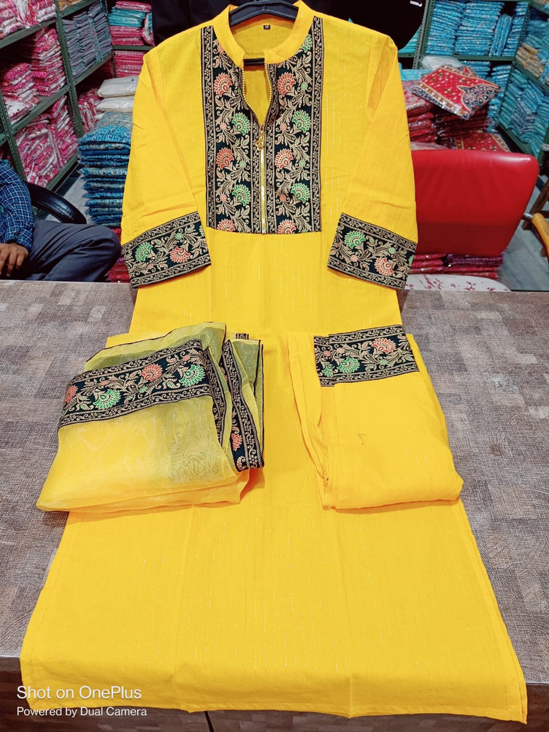 Designer Cotton Suit With Dupatta