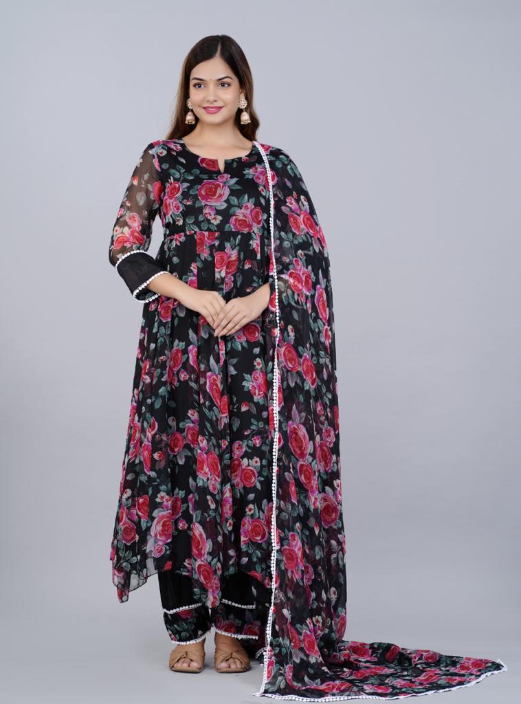 Beautiful Anarkali Kurti With Pant And Dupatta