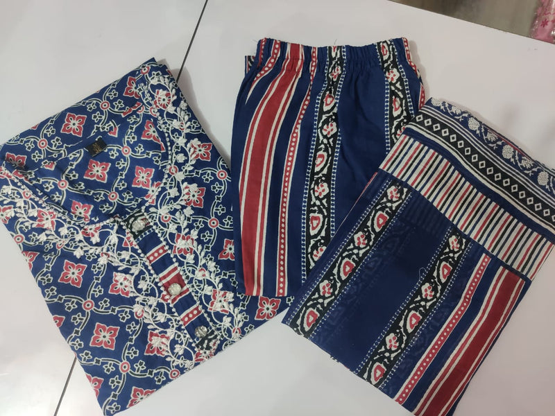 Beautiful Cotton Printed Kurta Pant With Dupatta