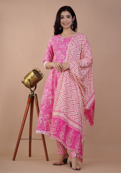 Premium Cotton Suit With Dupatta