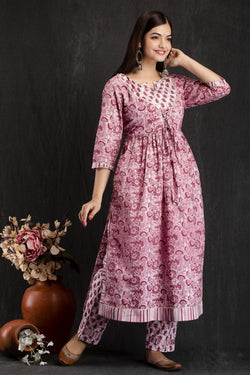 Beautiful Cotton Printed Naira cut Kurta set