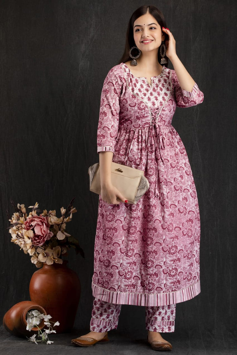 Beautiful Cotton Printed Naira cut Kurta set