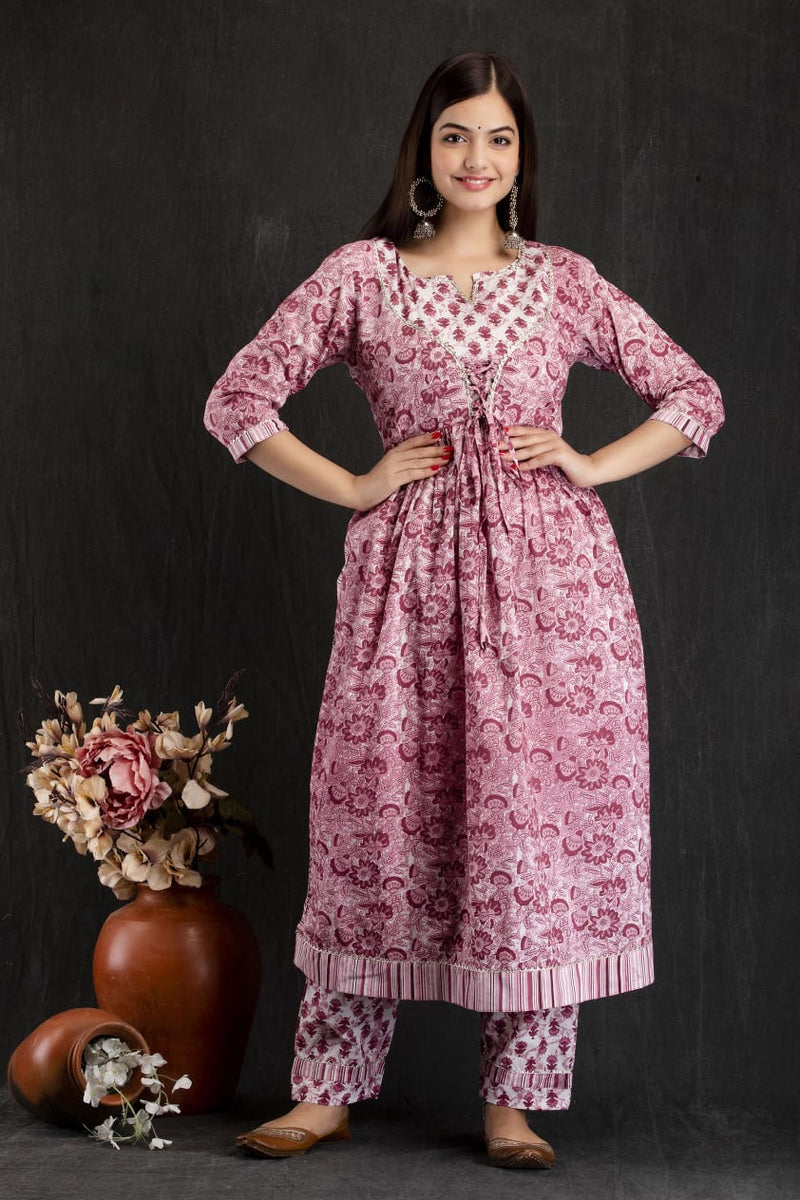 Beautiful Cotton Printed Naira cut Kurta set