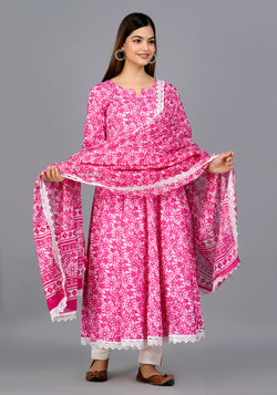 Designer Cotton Suit with Pant Dupatta