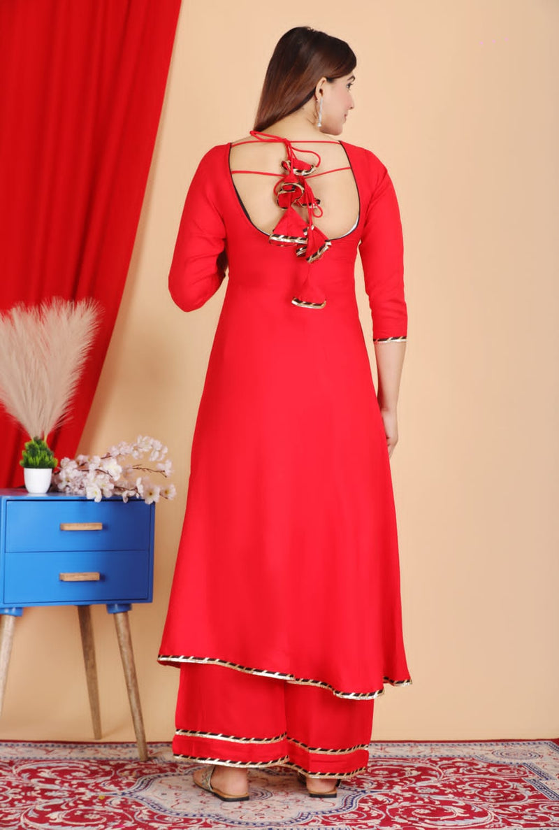 Reyon Embroidery kurti Set with deep back design