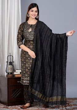 PREMIUM QUALITY STRAIGHT KURTI WITH PANT AND DUPATTA SET