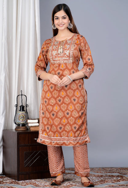 PREMIUM QUALITY STRAIGHT KURTI WITH PANT AND DUPATTA SET