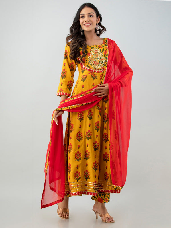 Beautiful Yellow Embroidery Long gown