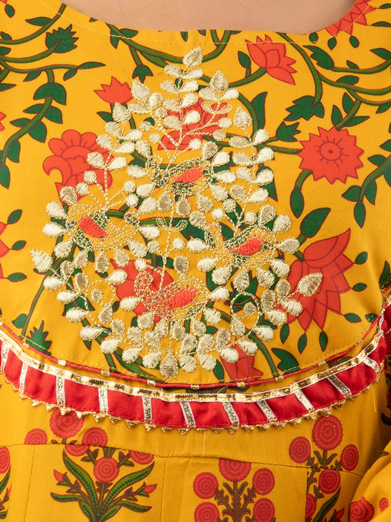 Beautiful Yellow Embroidery Long gown