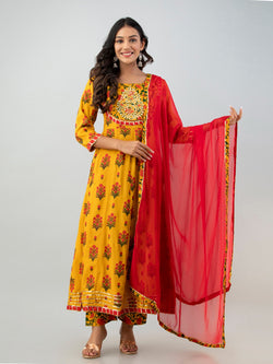 Beautiful Yellow Embroidery Long gown