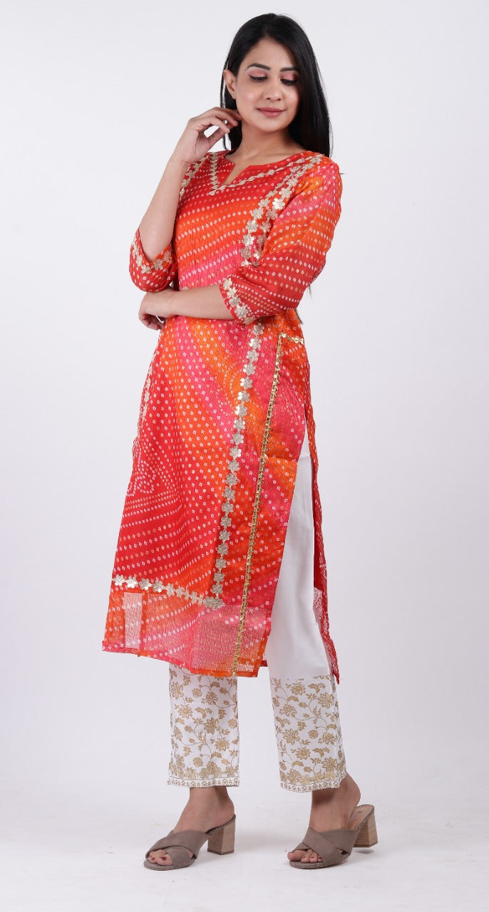 Beautiful kota Doriya bandhej kurti