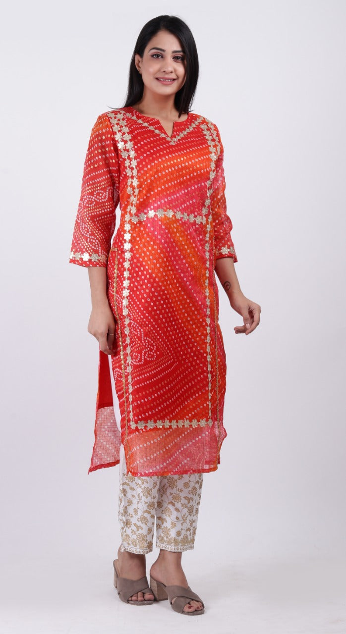 Beautiful kota Doriya bandhej kurti