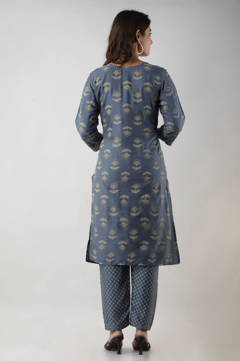 Beautiful Gold print Kurti With Dupatta