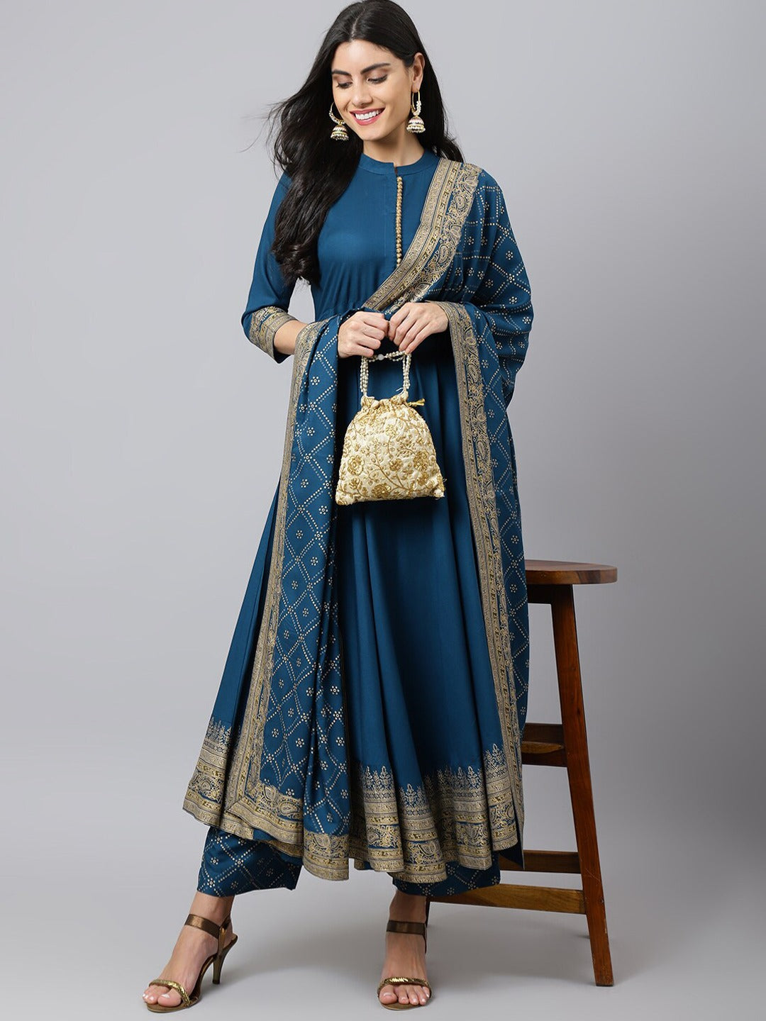 Beautiful Anarkali Kurti With Palazzo And Dupatta