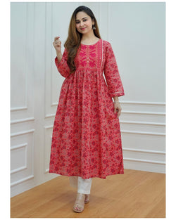 Beautiful A-line Embroidery Kurti Palazzo Set