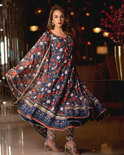 BEAUTIFUL PRINTED ANARKALI KURTA PANT WITH DUPATTA