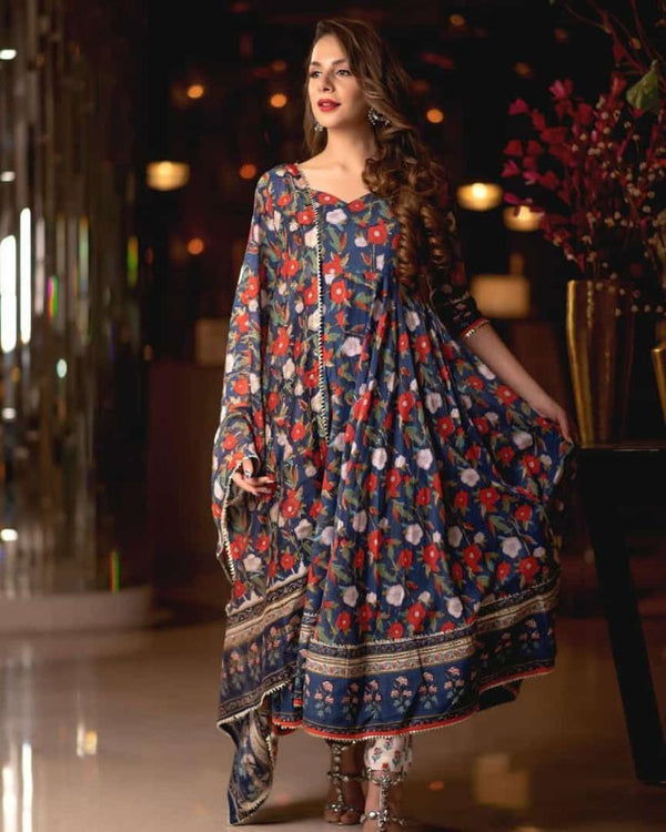 BEAUTIFUL PRINTED ANARKALI KURTA PANT WITH DUPATTA