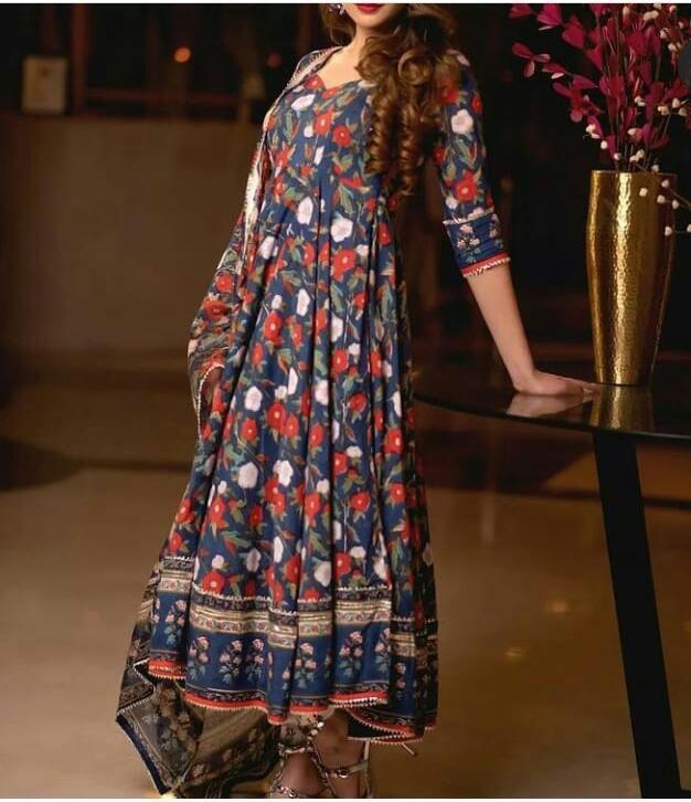 BEAUTIFUL PRINTED ANARKALI KURTA PANT WITH DUPATTA