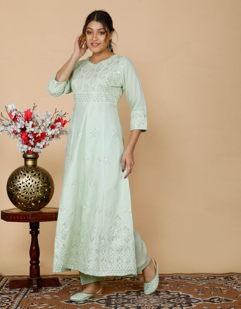 BEAUTIFUL EMBROIDERY ANARKALI KURTA WITH PANT