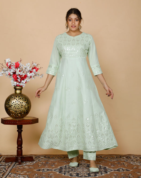 BEAUTIFUL EMBROIDERY ANARKALI KURTA WITH PANT