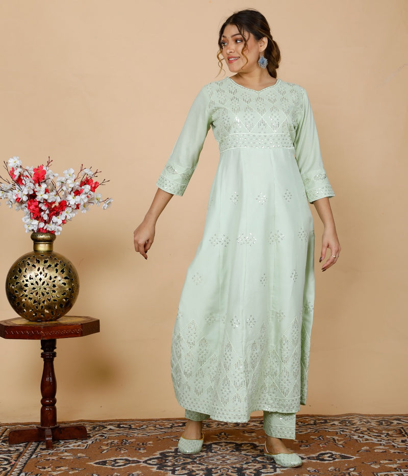 BEAUTIFUL EMBROIDERY ANARKALI KURTA WITH PANT