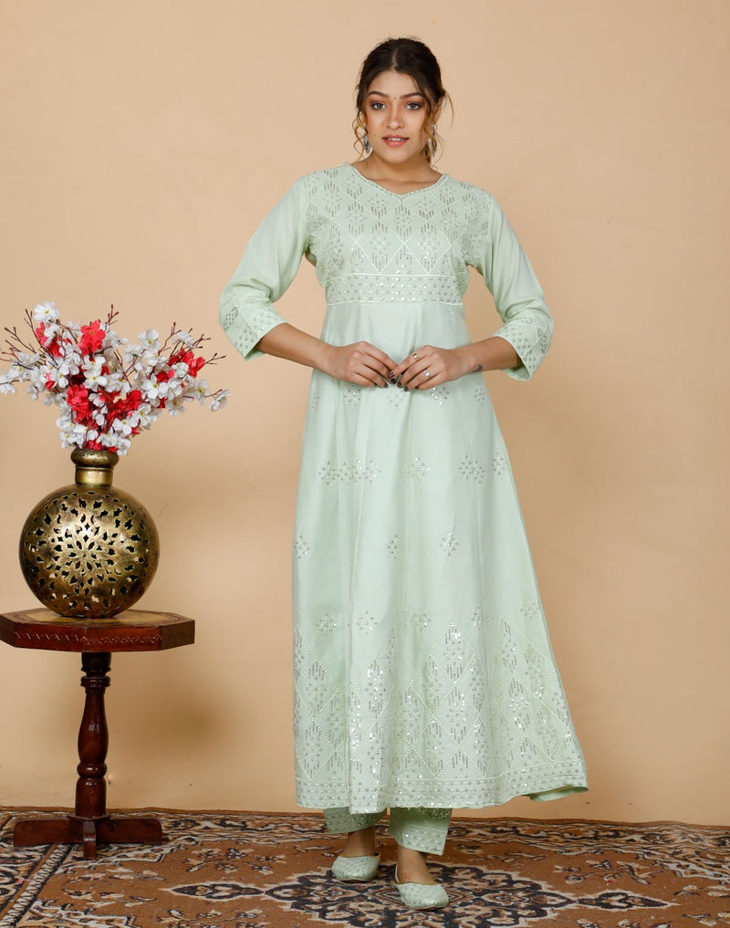 BEAUTIFUL EMBROIDERY ANARKALI KURTA WITH PANT