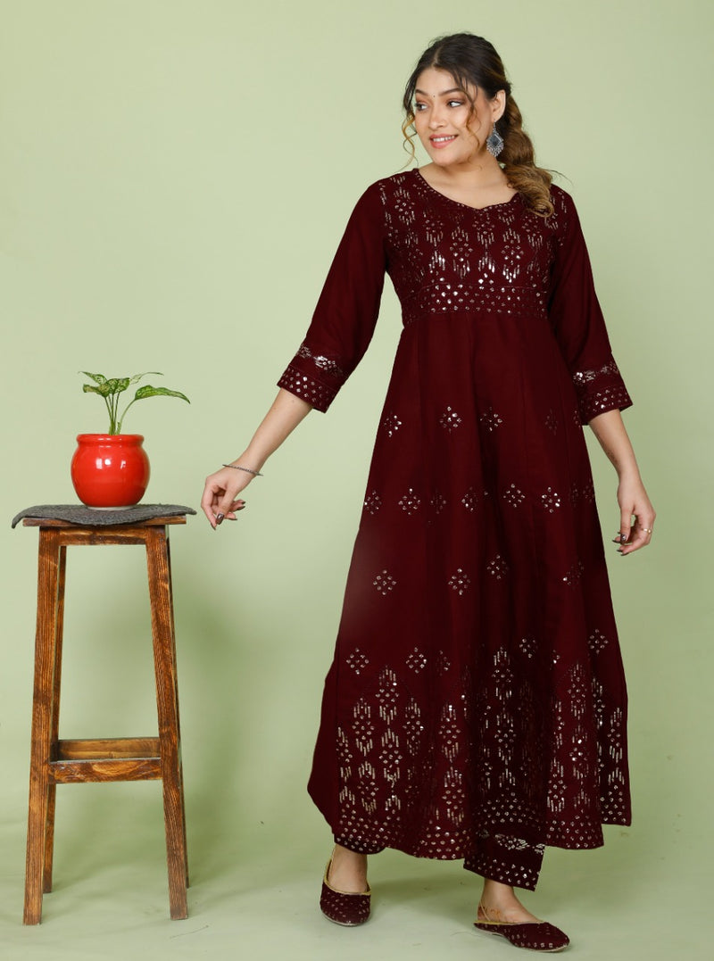 BEAUTIFUL EMBROIDERY ANARKALI KURTA WITH PANT