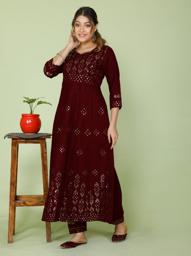 BEAUTIFUL EMBROIDERY ANARKALI KURTA WITH PANT