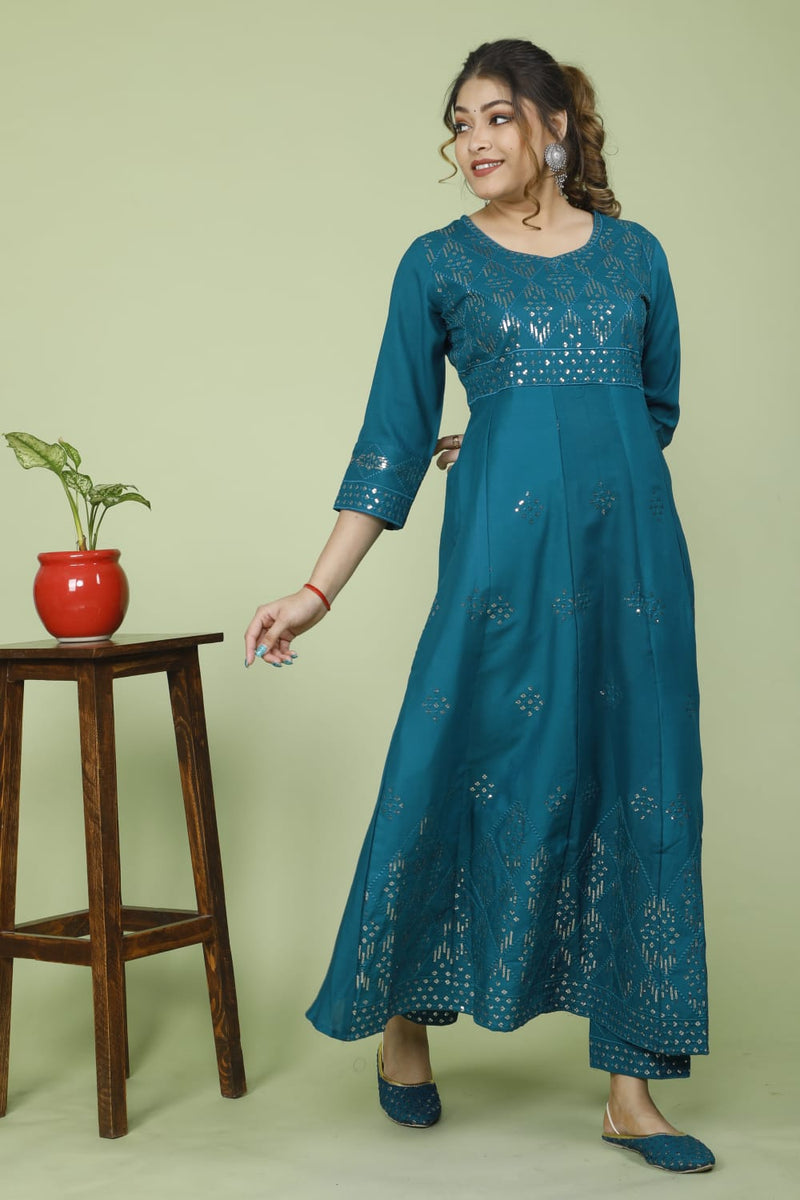 BEAUTIFUL EMBROIDERY ANARKALI KURTA WITH PANT