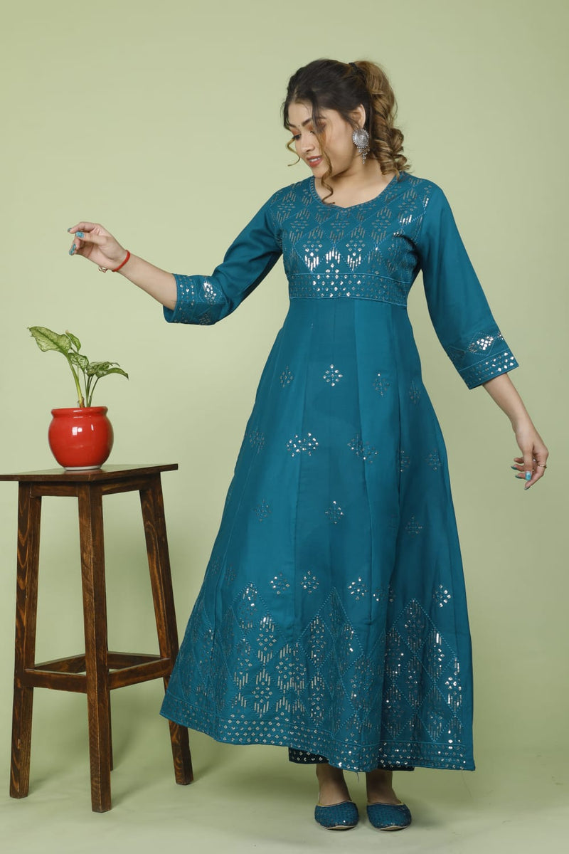 BEAUTIFUL EMBROIDERY ANARKALI KURTA WITH PANT