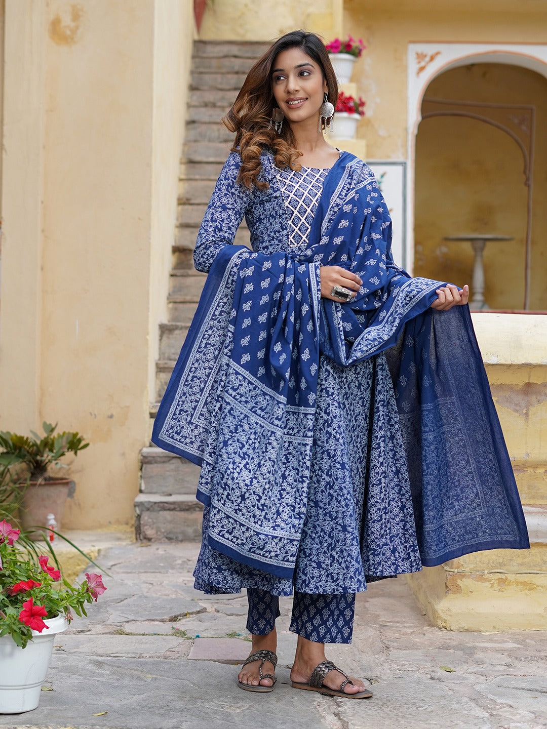 Classy Blue Kurti Pant with Dupatta