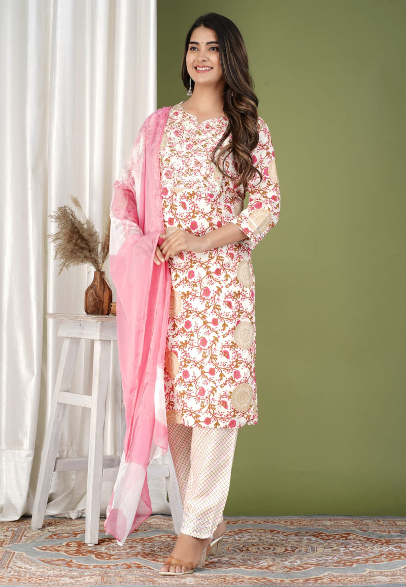 PREMIUM PROCION PRINTED KURTI WITH PANT AND DUPATTA