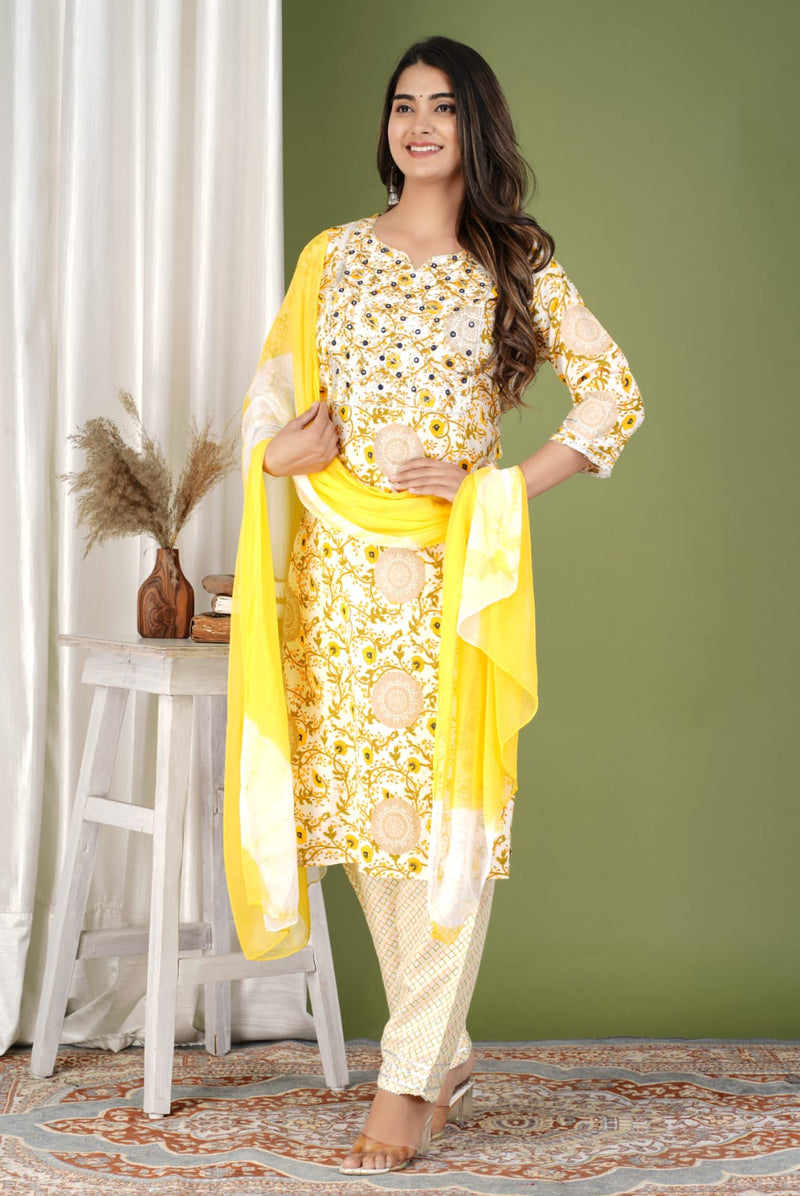 PREMIUM PROCION PRINTED KURTI WITH PANT AND DUPATTA