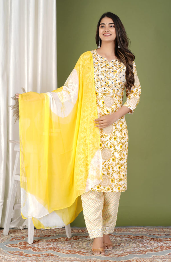 PREMIUM PROCION PRINTED KURTI WITH PANT AND DUPATTA