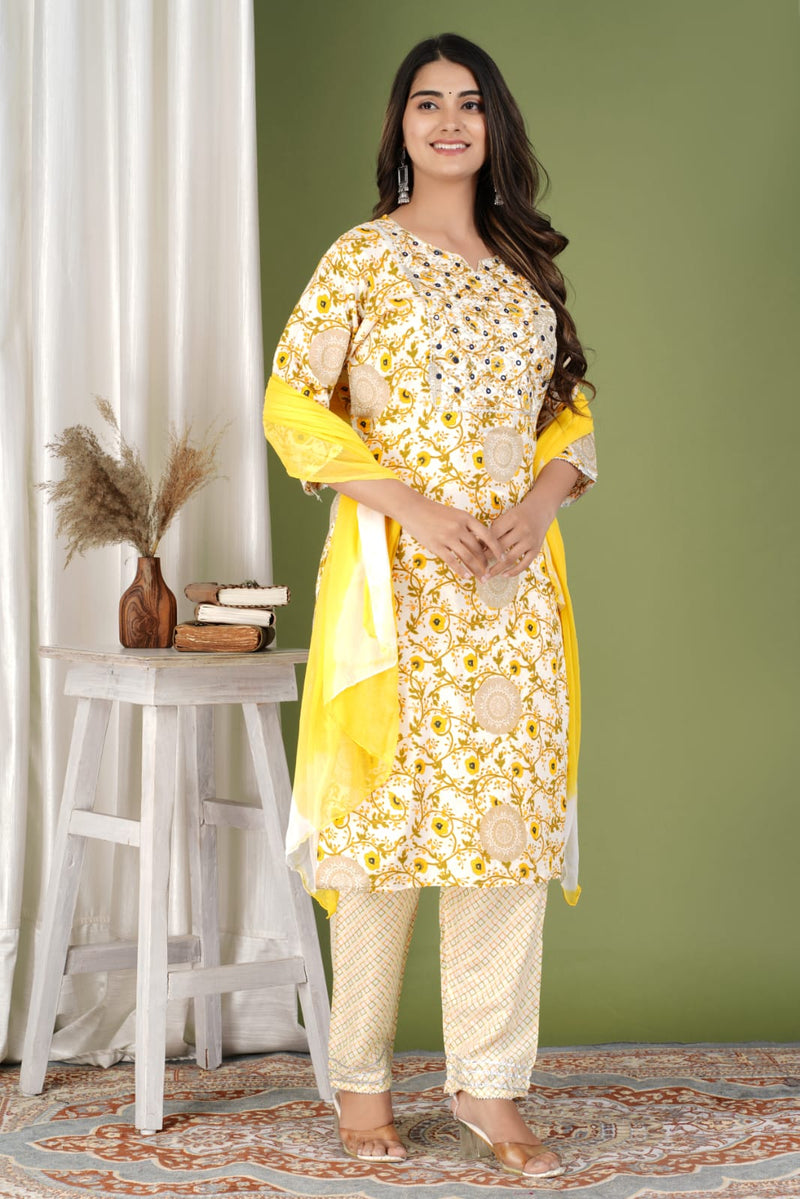 PREMIUM PROCION PRINTED KURTI WITH PANT AND DUPATTA