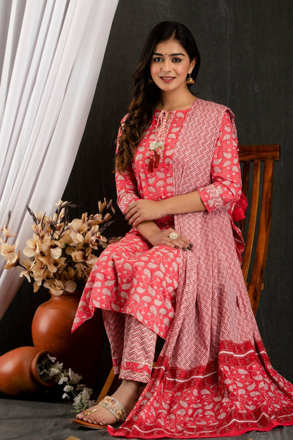 Designer Cotton Kurti With Pant & Dupatta