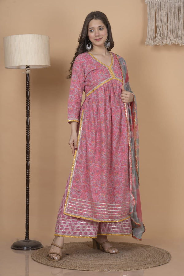 Aaliya Cut Kurti With Full Flair Plazoo and Dupatta