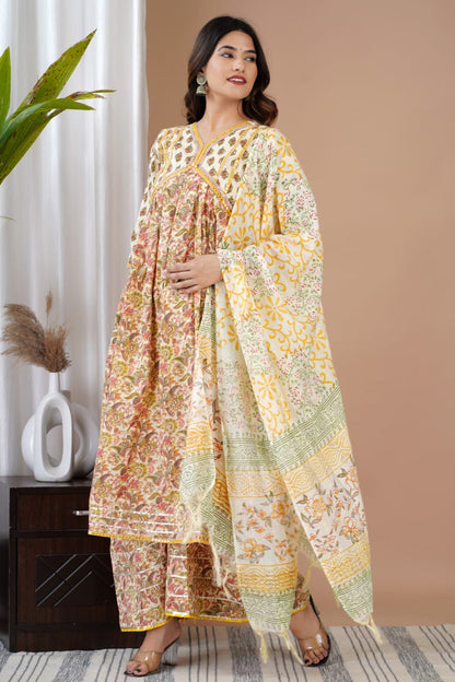 Aaliya Cut kurti With Plazo And Dupatta