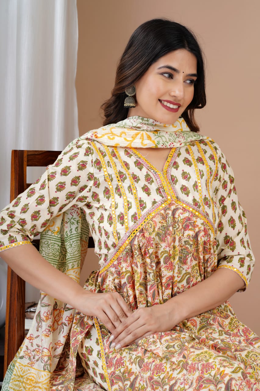 Aaliya Cut kurti With Plazo And Dupatta