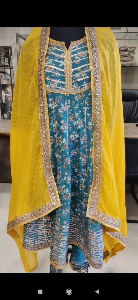 BEAUTIFUL ANARKALI KURTI WITH PANTS AND DUPATTA