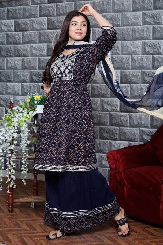 PREMIUM HEAVY KURTI SHARARA WITH DUPATTA