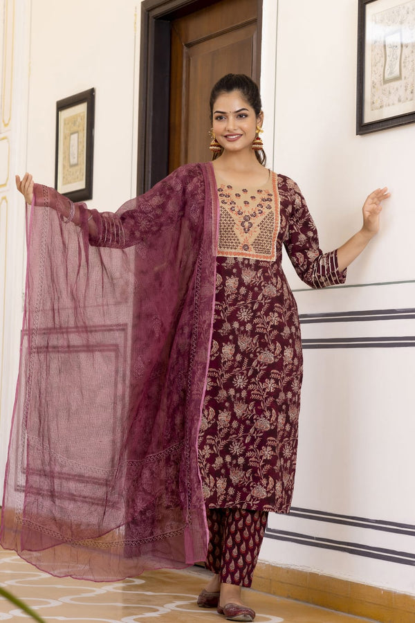 Maroon Color Suit With Duppata