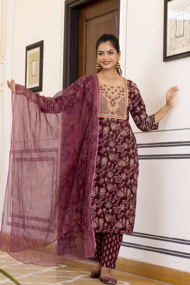 Maroon Color Suit With Duppata