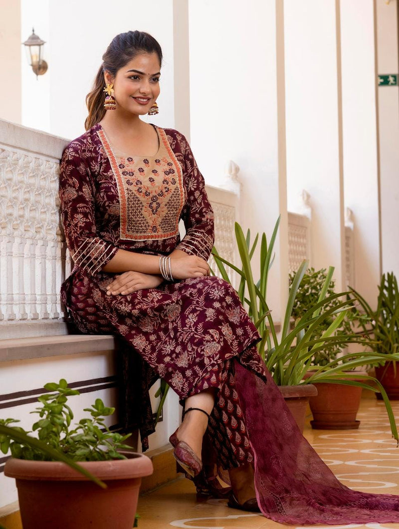 Maroon Color Suit With Duppata