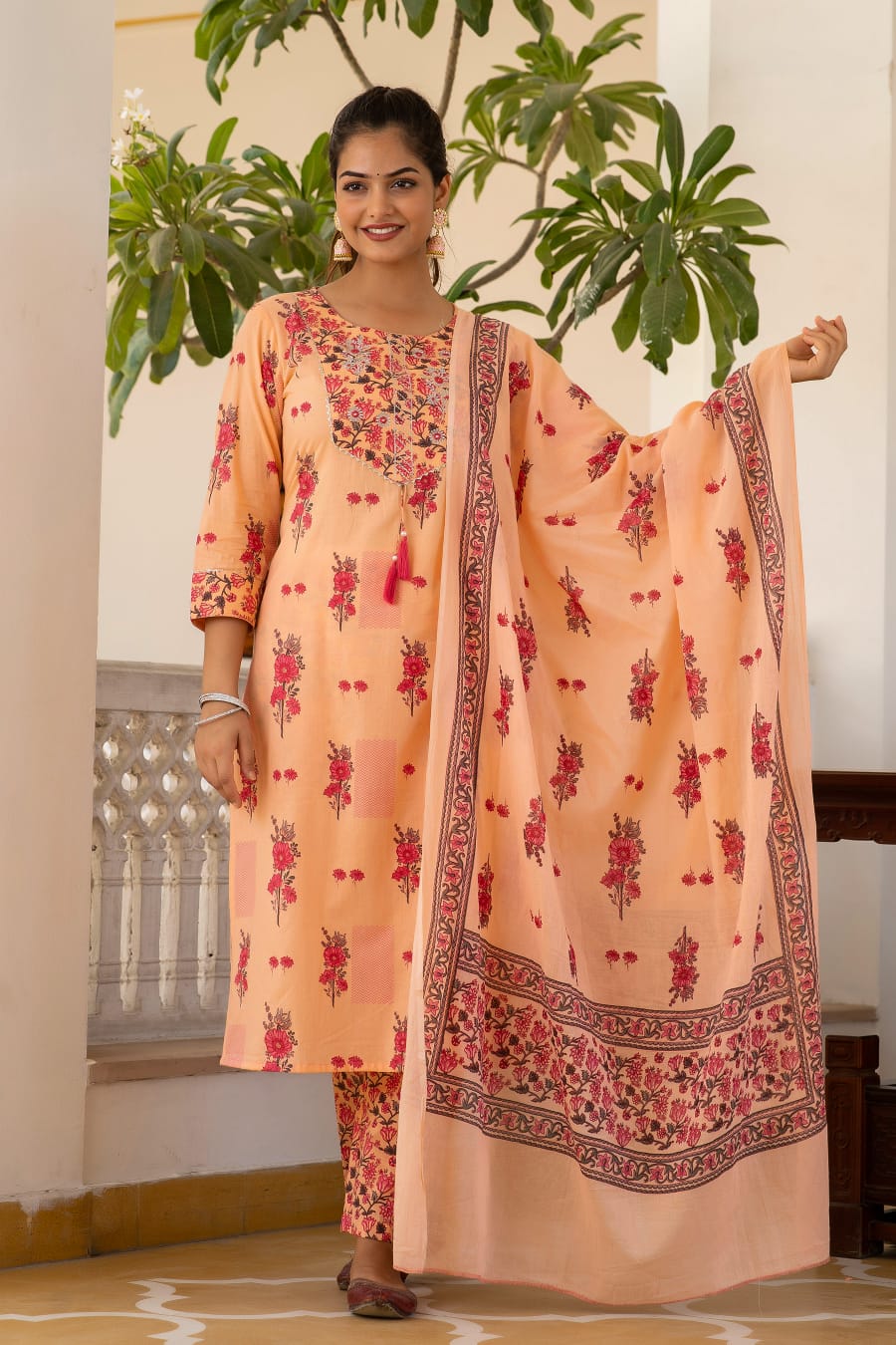 Peach Color Suit with Dupatta