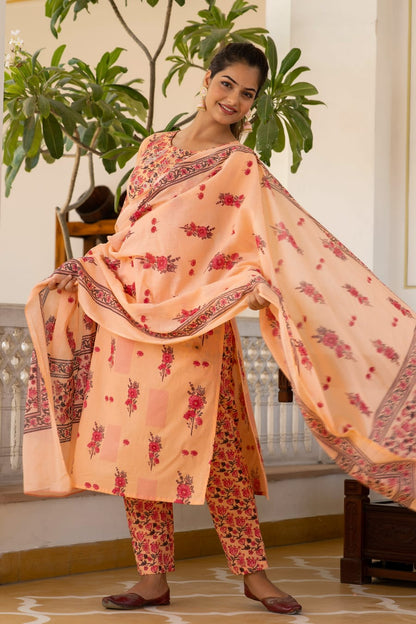 Peach Color Suit with Dupatta