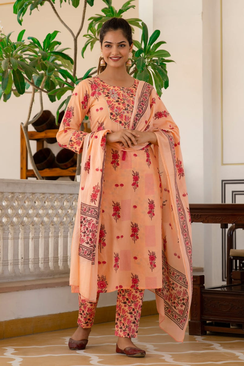 Peach Color Suit with Dupatta